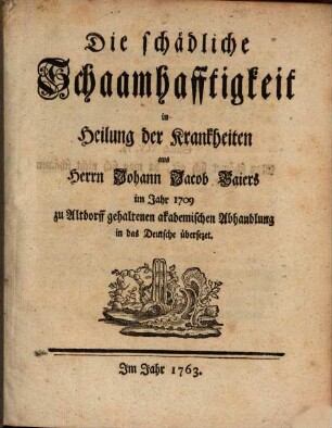 Die schädliche Schaamhaftigkeit in Heilung der Krankheiten