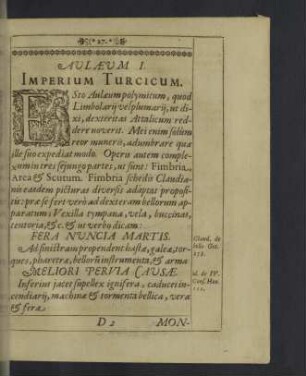 Aulaeum I. Imperium Turcicum.