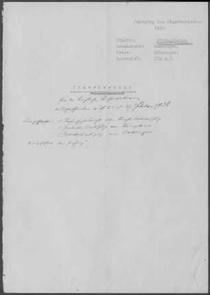 Steingebronn-Dottingen: Pfarrbericht 1938