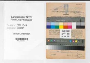 Entnazifizierung Heinrich Vendel , geb. 27.04.1903 (Bahnsekretaer)