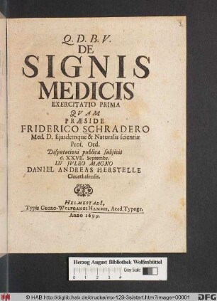 De Signis Medicis Exercitatio Prima