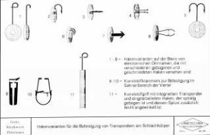 Hakenvarianten zur Befestigung von Transpondern an Schlachtkörpern