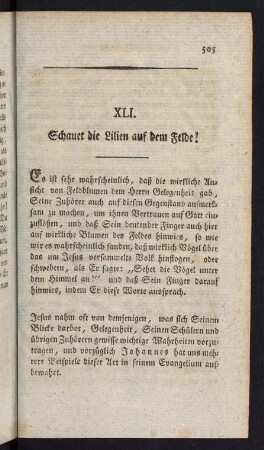 505-517, XLI. Schauet die Lilien auf dem Felde!