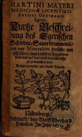 Kurtze Beschreibung des Egerischen Schleder-Sauerbrunnens ...