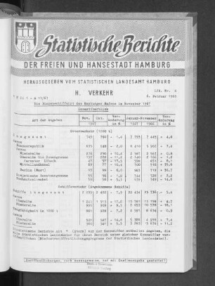 Die Binnenschiffahrt des Hamburger Hafens im November 1967 : Lfd. Nr. 4