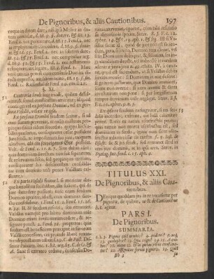 Titulus XXI. De Pignoribus, & aliis Cautionibus