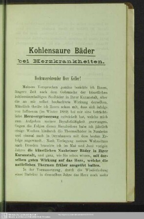 Kohlensaure Bäder bei Herzkrankheiten