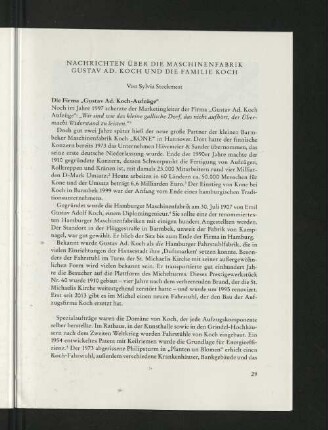 Nachrichten über die Maschinenfabrik Gustav ad. Koch und die Familie Koch.