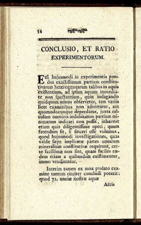 Conclusio, et Ratio Experimentorum.