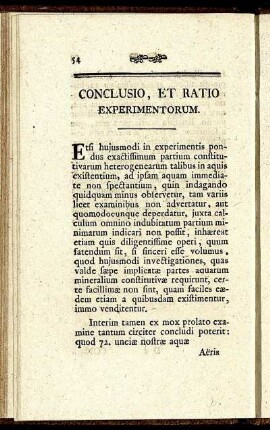 Conclusio, et Ratio Experimentorum.