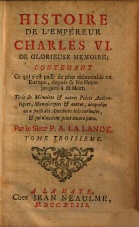 Histoire de l'empereur Charles VI., 3