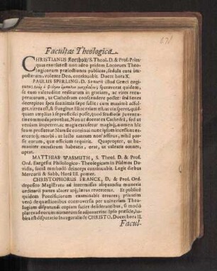Facultas Theologica.