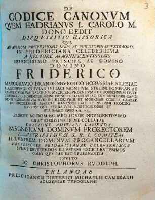 De codice canonvm qvem Hadrianvs I. Carolo M. dono dedit disqvisitio