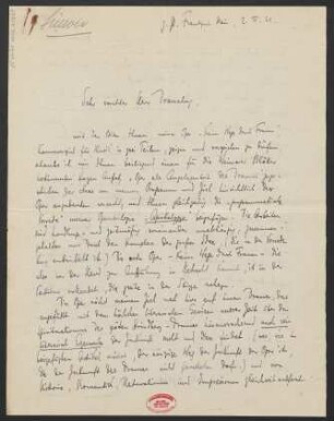 Brief an B. Schott's Söhne : 02.04.1921