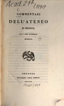 Commentari dell'Ateneo di Brescia, 1840