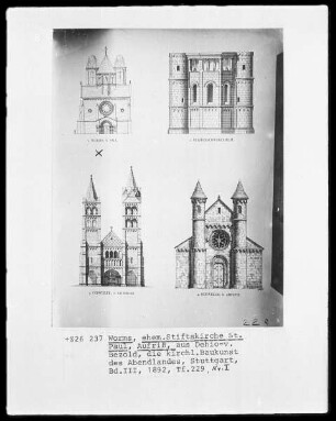 Fassadenaufrisse der ehemaligen Stiftskirche Sankt Paul (jetzt Kloster- und Pfarrkirche)