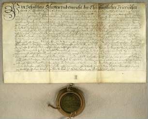St. Wendel, 1651.04.17. Geburtsbrief für den Schneider Johann Heckman von Urweiler (Kr. St. Wendel, Saargebiet). Aussteller: Stadt St. Wendel. S. der Stadt.