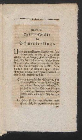 Allgemeine Naturgeschichte der Schmetterling