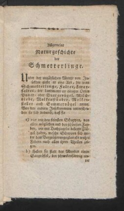 Allgemeine Naturgeschichte der Schmetterling