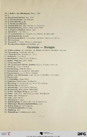 Fayencen - Steingut (Nr. 168-197)