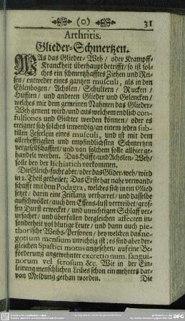 Arthritis. Glieder-Schmertzen