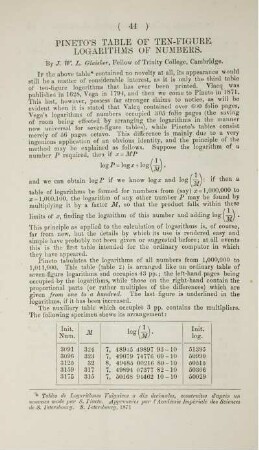 Pineto's table of ten-figure logarithms of numbers.