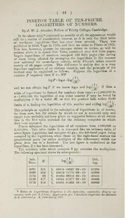 Pineto's table of ten-figure logarithms of numbers.