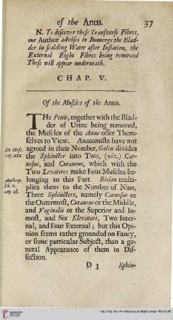 Chap. V: Of the Muscles of the Anus