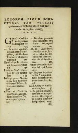 Locorum Sacrae Scripturae ... Index.