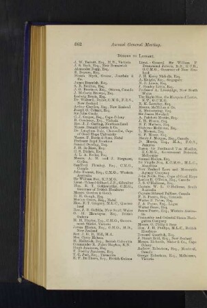 List of Donors to the Library.