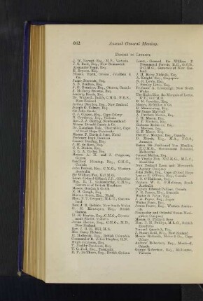 List of Donors to the Library.