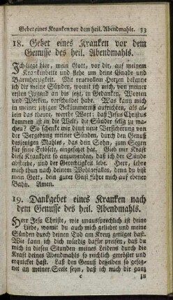18. Gebet eines Kranken vor dem Genusse des heil. Abendmahls. - 33. Bußtagsgebete.