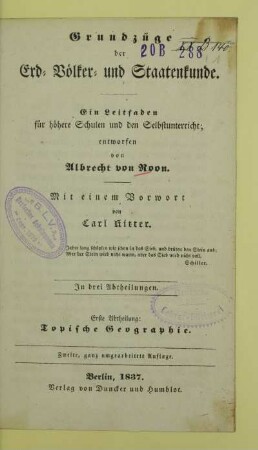 Abth. 1: Topische Geographie