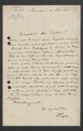 Brief von Adolf Engler an Unbekannt