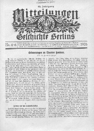 Erinnerungen an Theodor Fontane