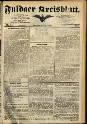 Ausgabe vom Donnerstag, den 21. Oktober 1909.