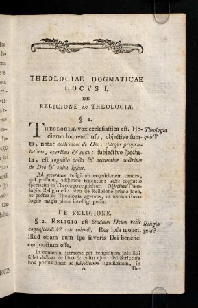 1-36, Theologiae Dogmaticae Locus I