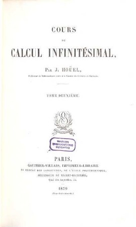 Cours de calcul infinitésimal, 2.