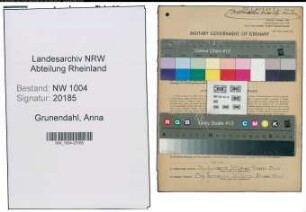 Entnazifizierung Anna Grunendahl , geb. 02.04.1902 (Putzfrau)