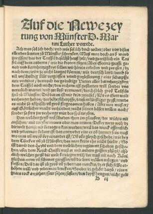 Auf die Newe zeytung von Münster D. Martini Luther vorrede