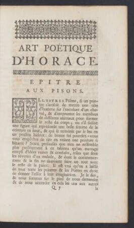 Art Poétique D'Horace.