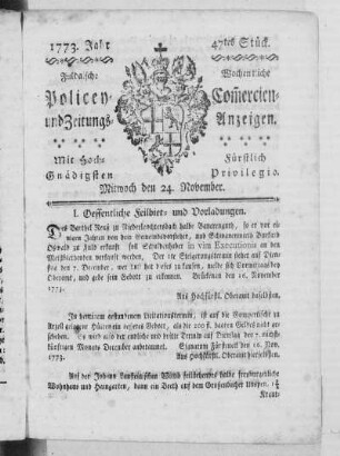 47tes Stück, Ausgabe vom 24. November 1773