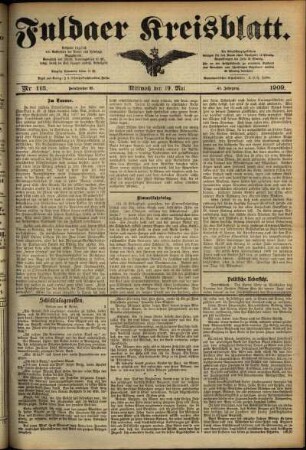 Ausgabe vom Mittwoch, den 19. Mai 1909.