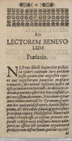 AD LECTOREM BENEVOLUM