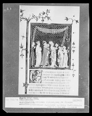 Grandes Chroniques de France — Prozession mit Kaiser und König von Frankreich, Folio fol. 467