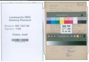 Entnazifizierung Josef Essers , geb. 27.08.1878 (Maler)