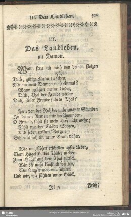 III. Das Landleben. an Damon