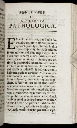 II. Desiderata Pathologica.