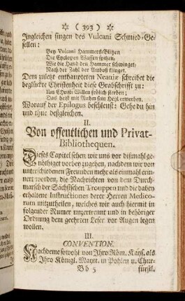 II. Von offentlichen und Privat-Bibliothequen.