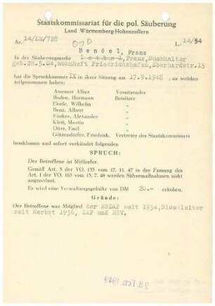 Bendel, Franz